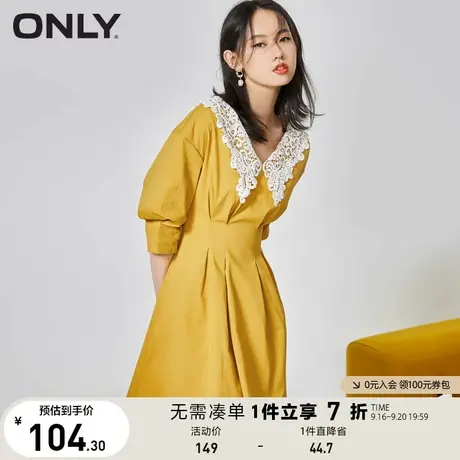 ONLY奥莱夏季泡泡袖娃娃领收腰显瘦短款连衣裙女图片