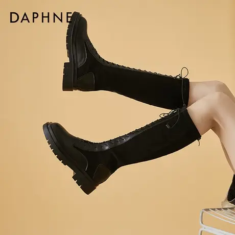 达芙妮长筒靴女春秋2021年新款厚底小个子不过膝长靴高筒骑士靴女图片
