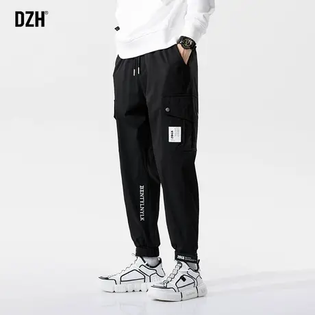 男士黑色束脚工装裤男春季2024新款潮牌裤子男款哈伦裤休闲裤长裤商品大图