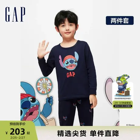 【史迪奇联名】Gap男童春季2024新年款睡衣睡裤居家两件套857722商品大图