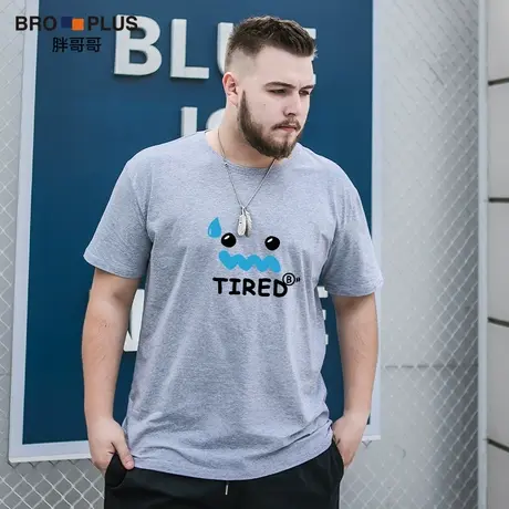 胖哥哥大码男装短袖T恤男加肥加大码宽松潮流青春运动胖子半袖T恤商品大图