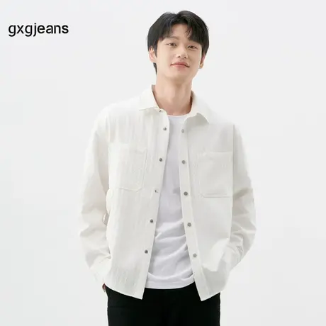 gxg.jeans男装2024年春季新款翻领长袖衬衫JFD10300051商品大图