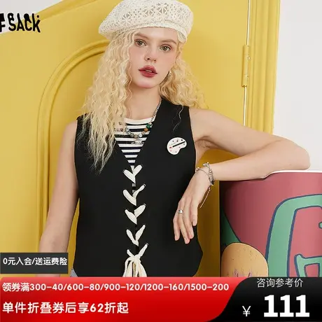 妖精的口袋无袖黑色马甲背心女2023夏季新款外穿气质薄款西装马夹图片