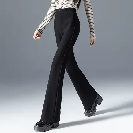 高腰微喇裤女2023新款春秋女裤黑色裤子秋季西装裤显瘦直筒喇叭裤商品大图