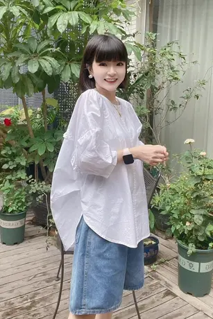 衬衫女白色泡泡袖后背系带夏季新款法式设计感甜美减龄上衣小个子商品大图