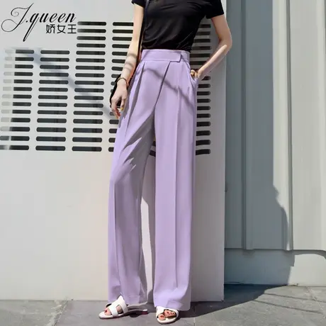 高腰阔腿裤女夏季新款宽松显瘦休闲垂感直筒裤韩版雪纺拖地长裤子图片
