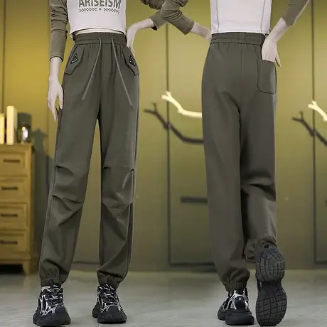 时尚工装哈伦裤女2023秋季新款复古百搭休闲裤韩版小个子束脚卫裤商品大图