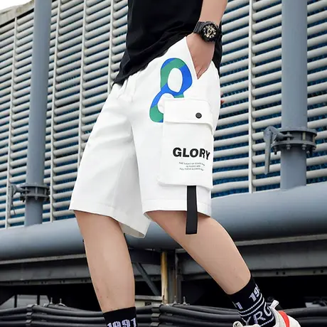 工装短裤男夏季宽松薄款休闲裤ins潮牌宽松速干五分裤运动马裤潮商品大图