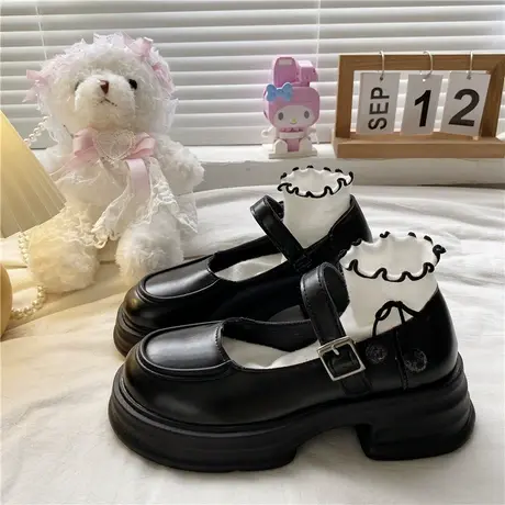 厚底小皮鞋设计感女小众2023春秋新款法式复古松糕大头玛丽珍单鞋图片