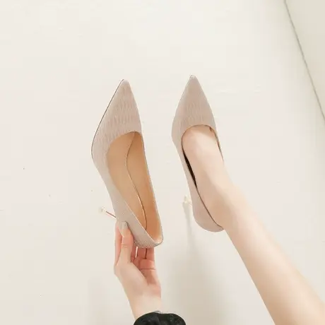 仙女风高跟鞋女细跟2023年春季新款气质百搭法式尖头浅口宴会单鞋图片