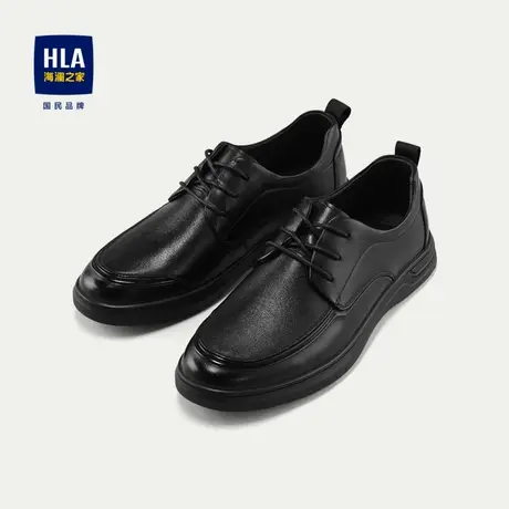 HLA/海澜之家时尚休闲鞋2024新款圆头舒适耐穿系带商务透气男鞋商品大图