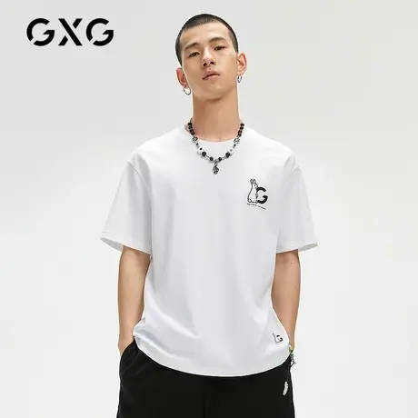 【特价】GXG男装 22年夏季个性印花圆领短袖T恤男GC144614E商品大图