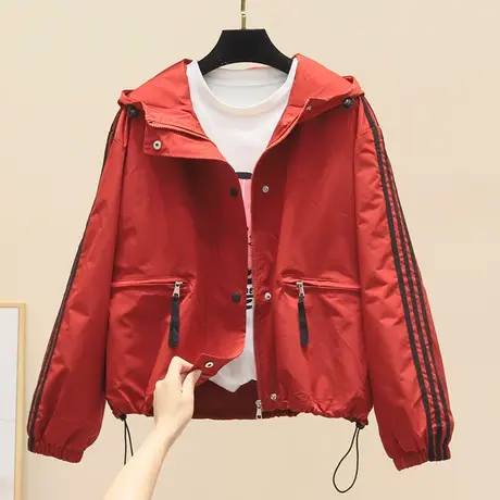 2023春季新爆款三道杠宽松外套女韩版宽松短款休闲减龄棒球服外衣商品大图