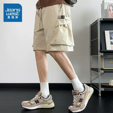 E5真维斯男装 2025夏季新款美式街头潮流风百搭男款五分休闲短裤商品大图