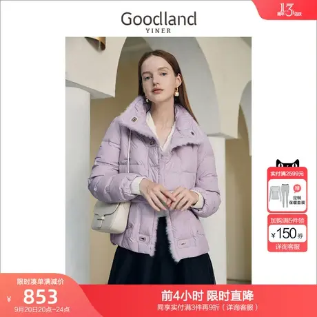 音儿美地女装2022冬季新款宽松加厚立领水貂毛边短款羽绒服图片