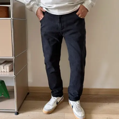 DAEVU春秋新款黑灰色欧美风潮胖子弹力小脚加肥加大码男士牛仔裤商品大图