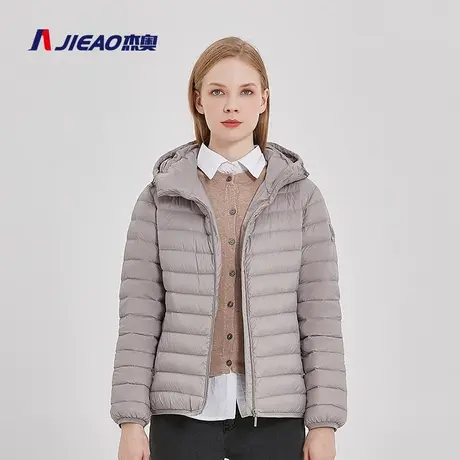 杰奥轻薄羽绒服女短款鸭绒妈妈款大码春秋款连帽时尚外套7979222图片