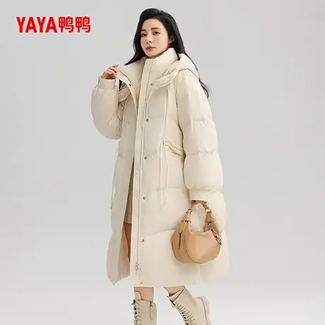 鸭鸭羽绒服女冬季新品长款过膝韩版加厚宽松直筒鸭绒保暖外套A商品大图