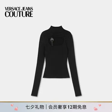 【新品】VERSACE JEANS COUTURE 女士Baroque搭扣罗纹上衣商品大图