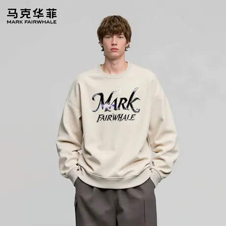 马克华菲 deer 圆领卫衣春秋款宽松潮牌重磅无帽休闲百搭长袖上衣图片