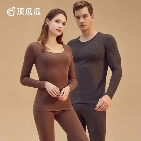 顶瓜瓜德绒发热内衣女打底衫男棉毛衫情侣磨毛冬秋衣秋裤保暖套装商品大图