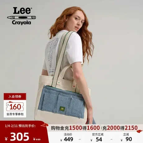 Lee× Crayola联名商场同款25冬新多口袋男女同款单肩手提帆布包图片