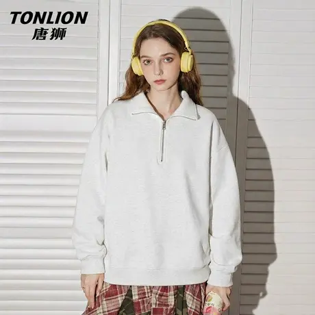 唐狮官方半拉链翻领卫衣女2026新款春秋款女士宽松显瘦上衣外套VB图片