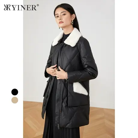 【皮羽绒】YINER音儿商场同款女装2021冬季新款水貂毛真皮羽绒服商品大图