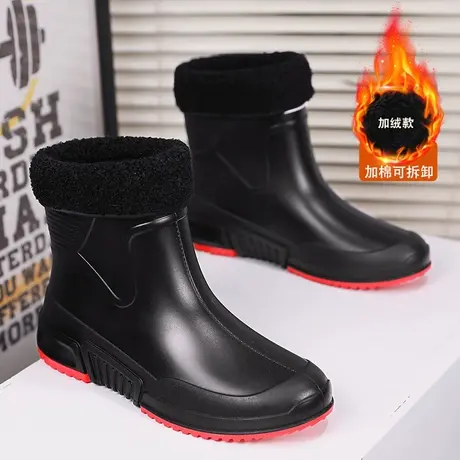 雨鞋男款秋季防水鞋防滑雨靴厨房胶鞋户外加绒保暖钓鱼鞋男士冬天商品大图