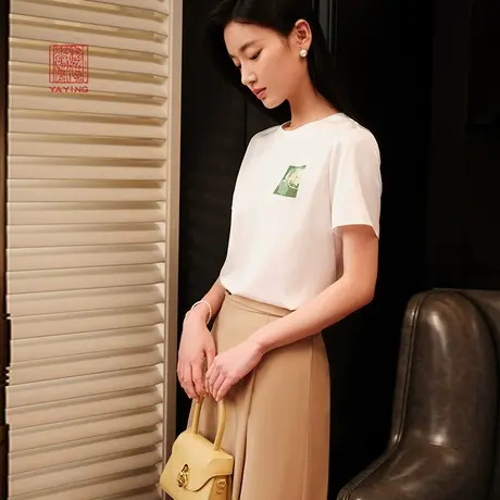 [真丝系列]EP雅莹高端系列 简约印花短袖T恤 2023新款5305A图片