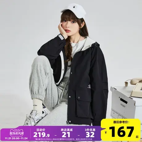 唐狮工装外套女2023年春季新款韩版冲锋少女上衣春秋连帽夹克休闲图片