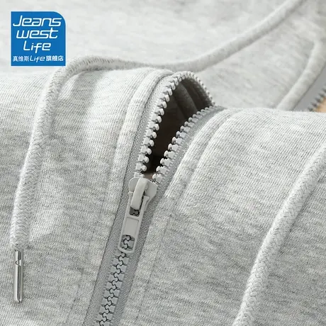 真维斯LIFE灰色外套女秋冬款加绒加厚高级感超好看羊羔绒拉链开衫图片