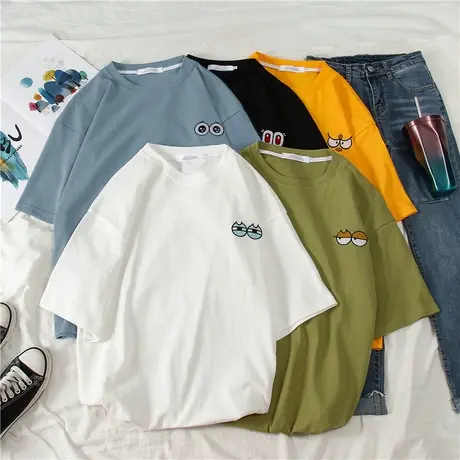 夏季新款小众设计感薄款上衣服别致甜酷宽松白色ins短袖T恤女装潮商品大图