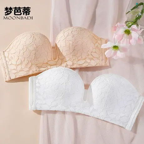 梦芭蒂无肩带内衣女聚拢上托防滑隐形文胸抹胸无钢圈小胸bra胸罩商品大图