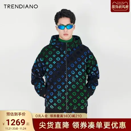 TRENDIANO官方男装2023春季新款渐变连帽棉衣外套男商品大图