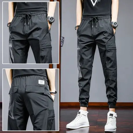 香港潮牌春秋季2022新款休闲长裤男生运动裤宽松工装裤男束脚学生商品大图