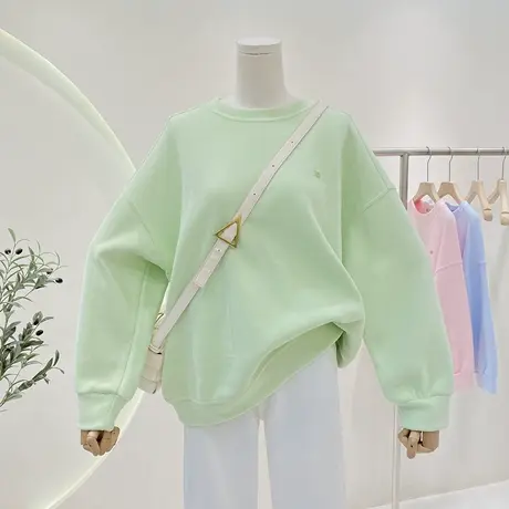 卫衣女2023年春季新款百搭简约字母百搭宽松长袖小众休闲圆领上衣商品大图