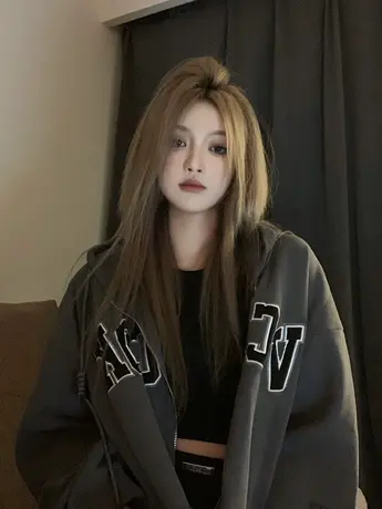 美式连帽卫衣外套女秋冬oversize宽松加绒棒球服ins潮牌拉链上衣商品大图