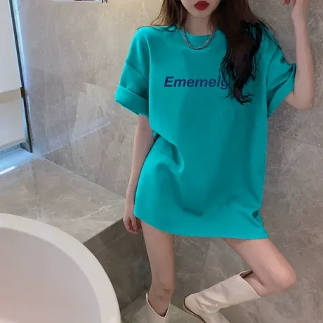 2024新款夏季别致上衣小众设计感情侣装宽松正肩短袖t恤女装体恤商品大图