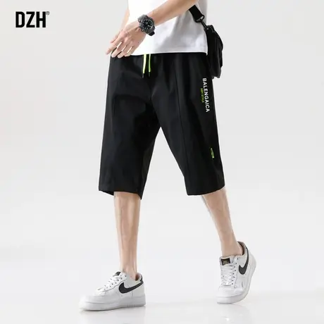 男生过膝休闲短裤男夏季薄款黑色运动七分裤2023年新款直筒半截裤商品大图