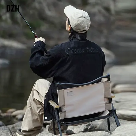 男士秋季灯芯绒外套男潮高级感休闲男装2023新款秋装翻领教练夹克商品大图