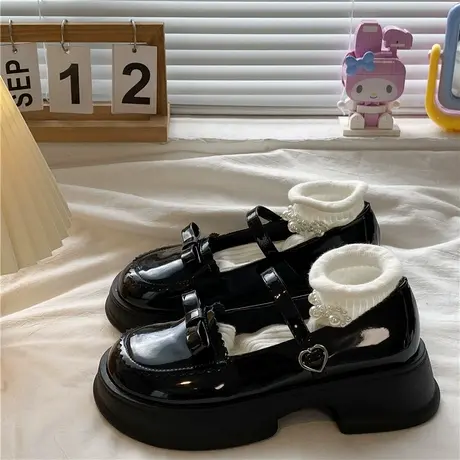 甜酷蝴蝶结日系jk玛丽珍小皮鞋女2024年春秋季新款增高厚底单鞋子图片