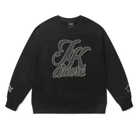 男士秋季圆领卫衣美式vintage花体字母潮牌重磅上衣情侣款外套女图片