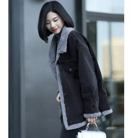 加厚加绒牛仔外套女秋冬2024新款爆款高级感超好看品牌小个子棉袄图片