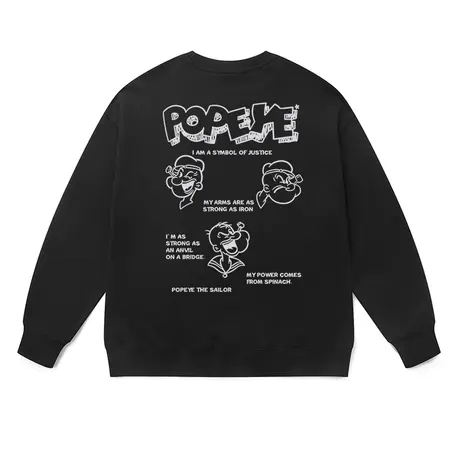 大力水手圆领卫衣打底衫男女加绒加厚小众设计感简约潮牌上衣秋冬商品大图