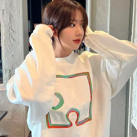 ins超火印花卫衣女春秋薄款2024新款韩国宽松街头休闲小众外套潮商品大图