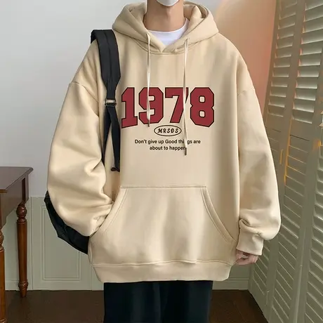 潮牌连帽卫衣男春秋季美式高街2023新款休闲帽衫港风宽松加绒外套商品大图