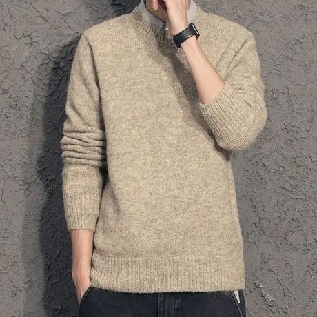 奕飏冬季日系男士毛衣柔软蓬松秋冬针织衫小清新圆领韩版2019新款图片