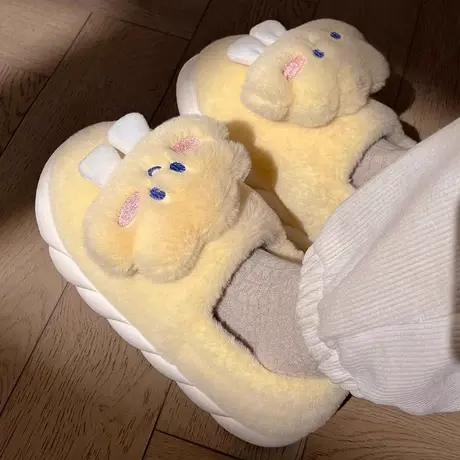 可爱棉拖鞋女秋冬奶呼呼云朵拖鞋踩屎感室内家居毛绒保暖包跟棉鞋商品大图