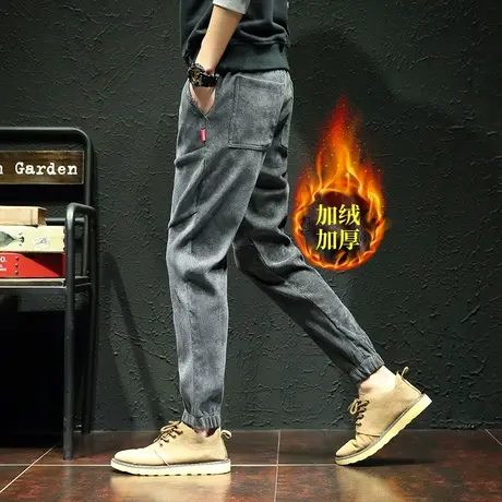 卫裤男款加绒加厚冬季2023新款重磅束脚运动保暖休闲裤子男秋冬款商品大图